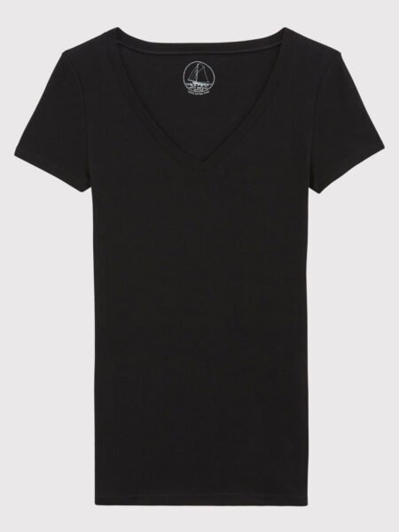 MAJICA V-IZREZ ČRNA ZELO TANEK BOMBAŽ