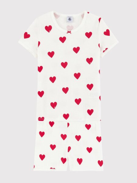 PIŽAMA RDEČI SRČKI KRATEK ROKAV