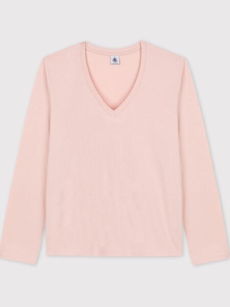 MAJICA V-IZREZ ROZA TANEK BOMBAŽ