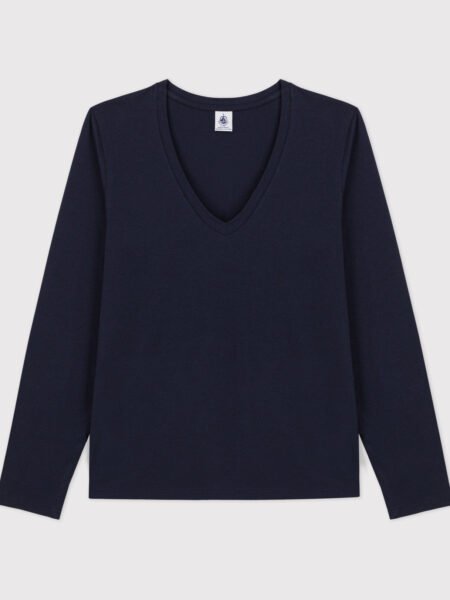 MAJICA V-IZREZ MODRA TANEK BOMBAŽ