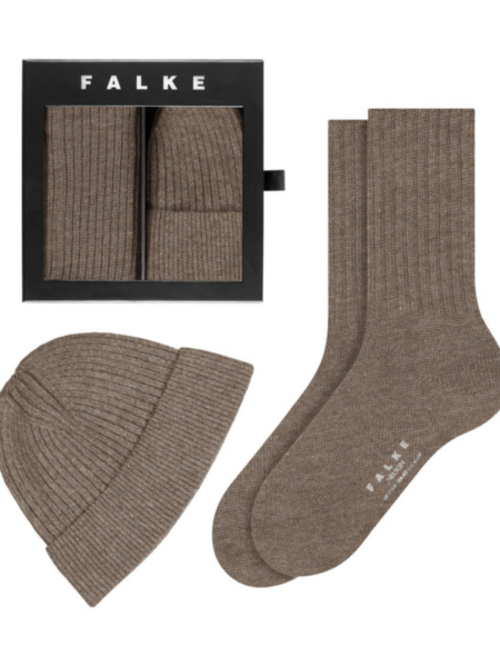 FALKE DARILNI SET NOGAVICE + KAPA RJAV