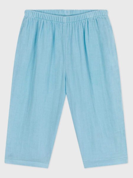 HLAČE IZ BOMBAŽNE GAZE MODRE