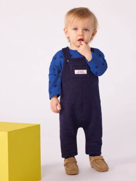 PREŠITE HLAČE NA NARAMNICE TEMNO MODRE