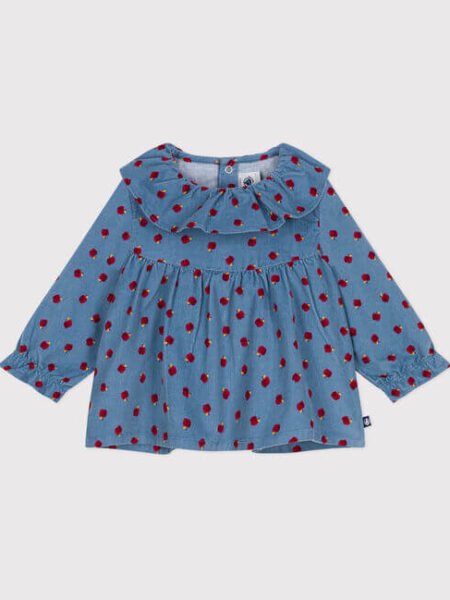 ŽAMETNA BLUZA JABOLČKI MODRA