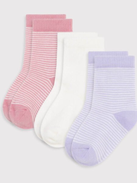 NOGAVICE 3X ČRTE ROZA/VIJOLIČNE