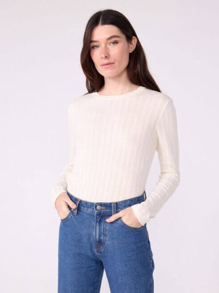 MAJICA IZ PERFORIRANEGA BOMBAŽA BELA