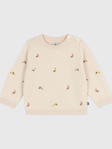 VOLNEN PULOVER Z VEZENIMI ROŽICAMI