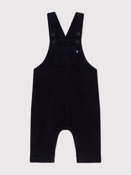 ŽAMETNE HLAČE NA NARAMNICE TEMNO MODRE